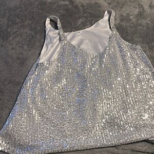 Silver Sequin Tank Top